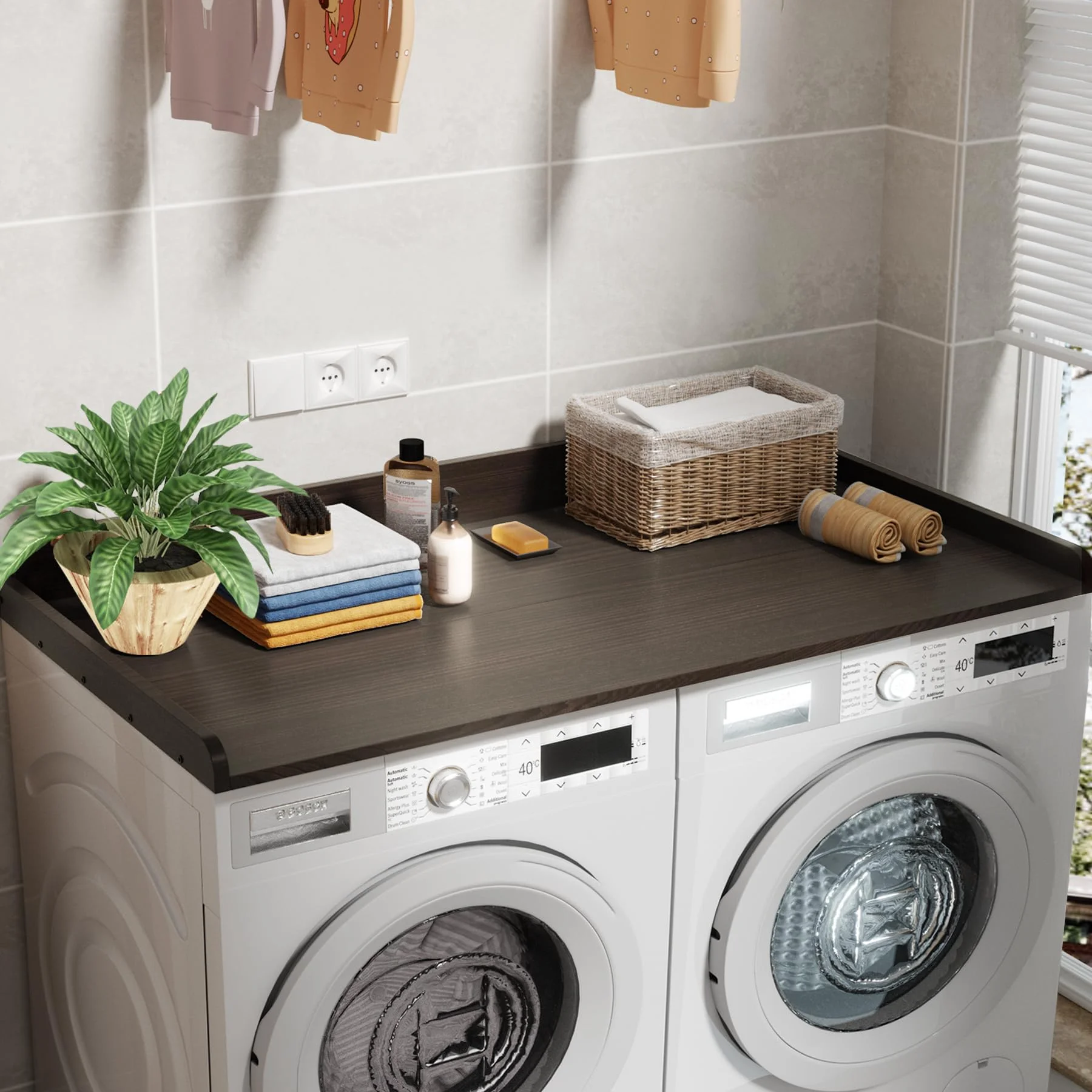 Washer Dryer Countertop, Washer Dryer Topper, Solid Wood Washers and Dryers Countertop, 54