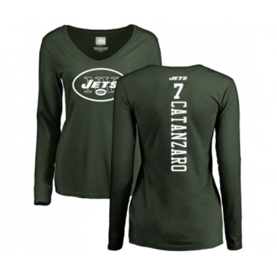 Football Women's New York Jets #7 Chandler Catanzaro Green Backer Long Sleeve T-Shirt - Jersey