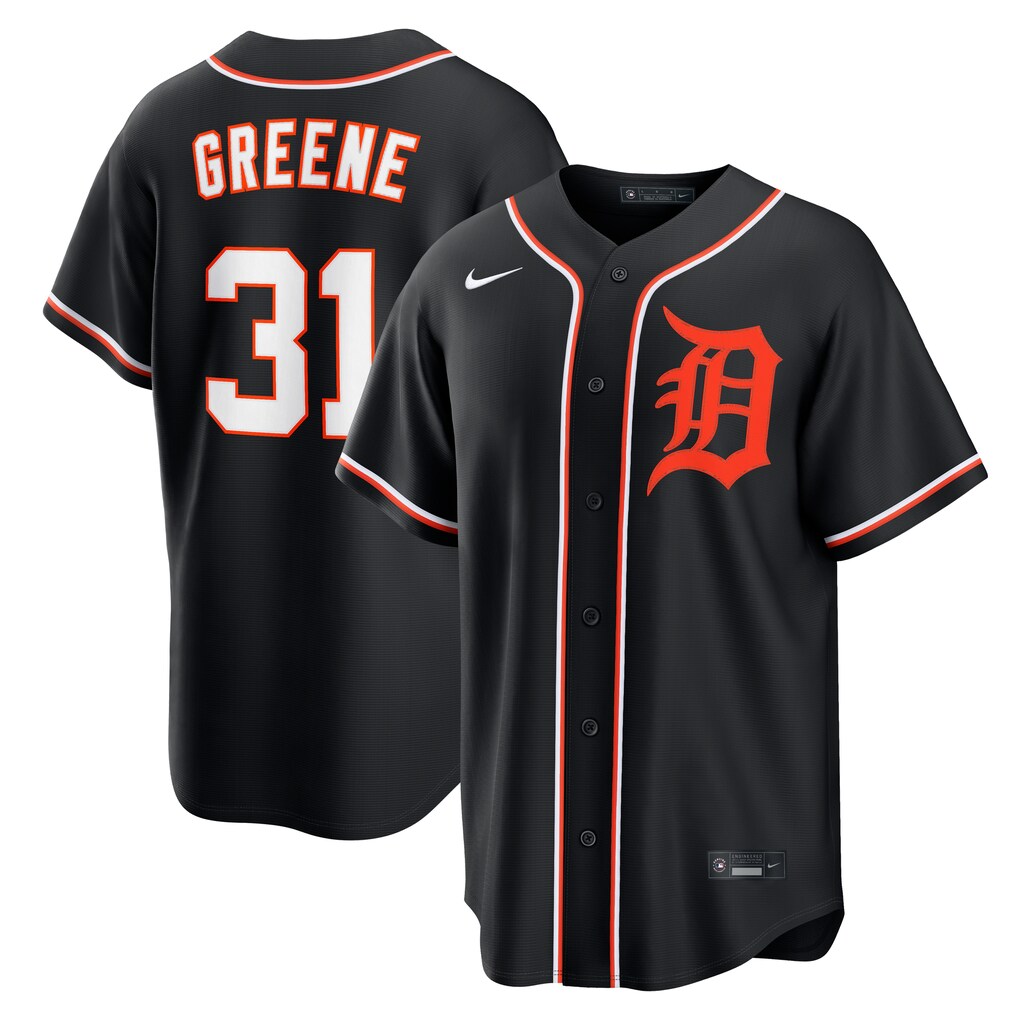 Men's Detroit Tigers Riley Greene Nike Fashion Replica Black Out Jersey - Jersey