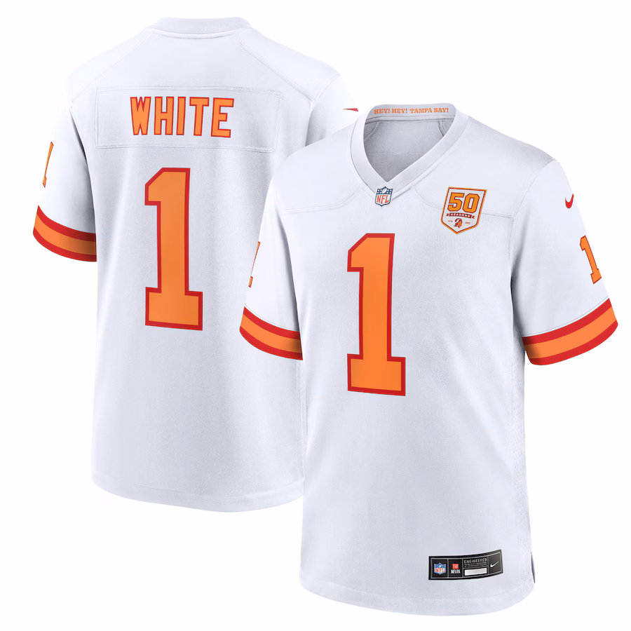 Men's '76 Tampa Bay Buccaneers Rachaad White Nike White 50th Season Game Jersey - Jersey