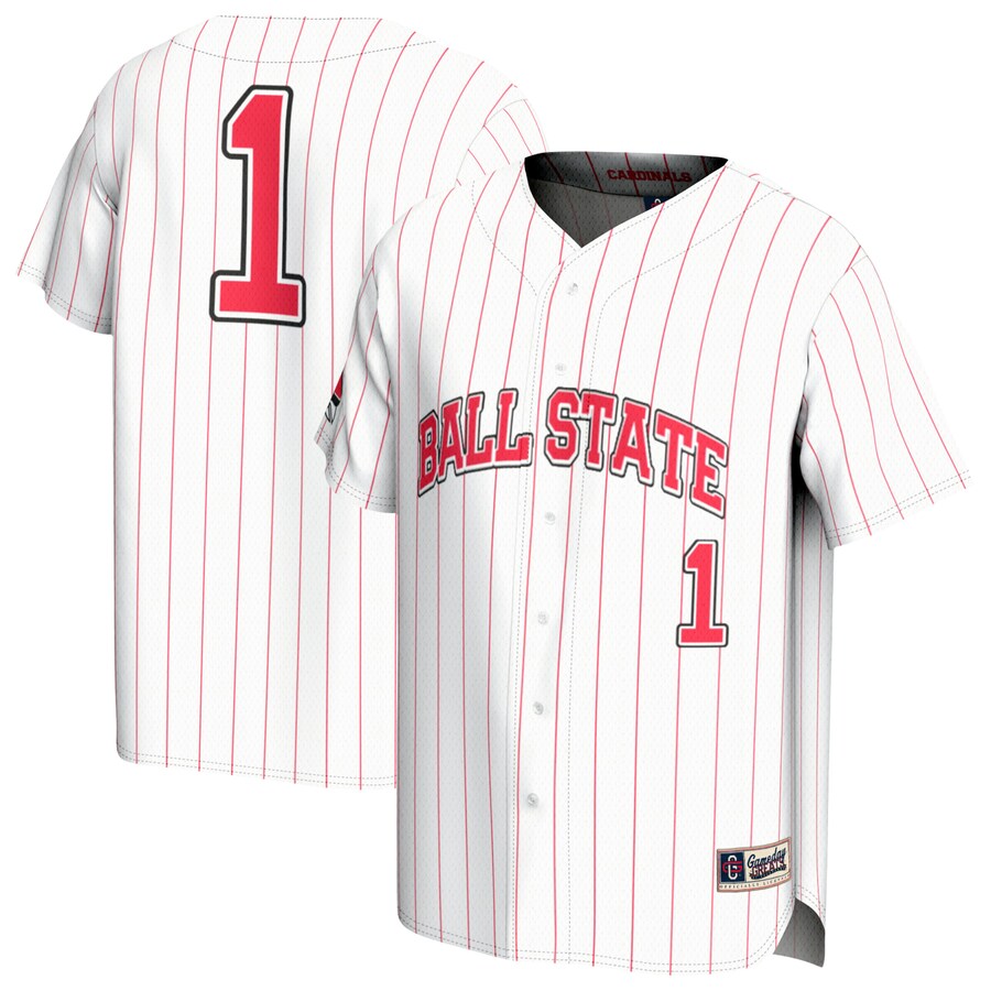 Youth GameDay Greats #1 White Ball State Cardinals Lightweight Collegiate Baseball Fashion Jersey - Jersey