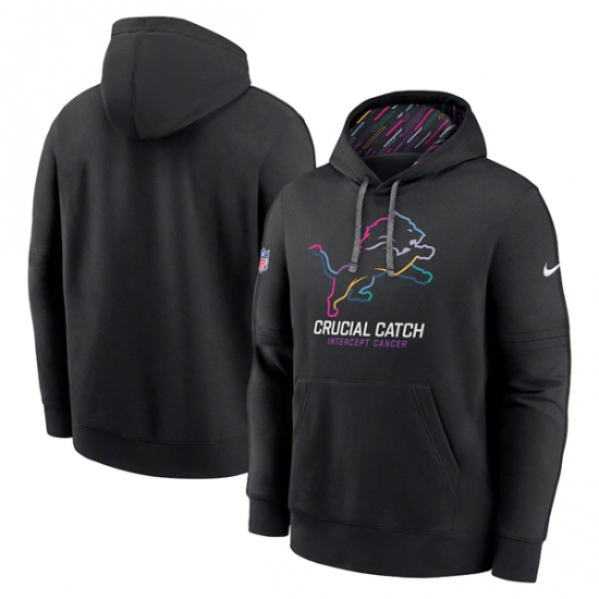 Men's Detroit Lions Black 2024 Crucial Catch Club Pullover Hoodie - Jersey