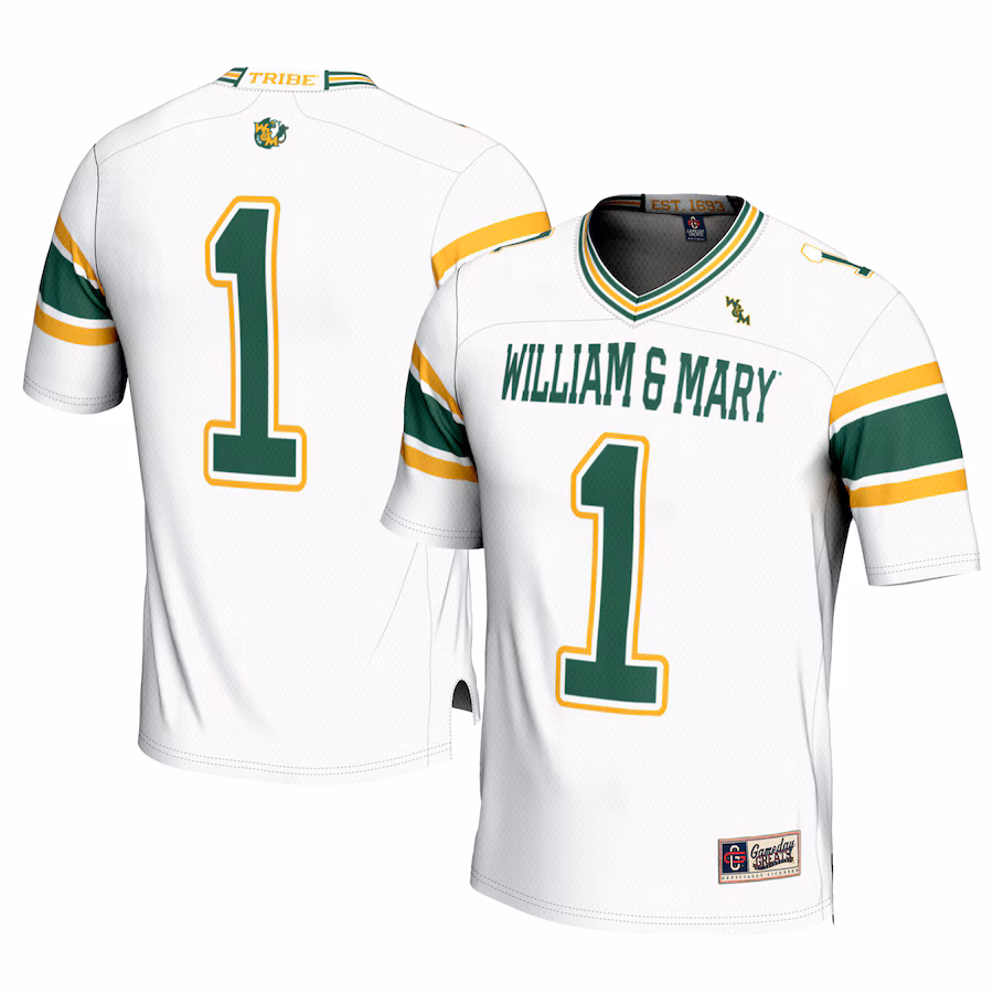 Men's GameDay Greats #1 White William & Mary Tribe Football Jersey - Jersey