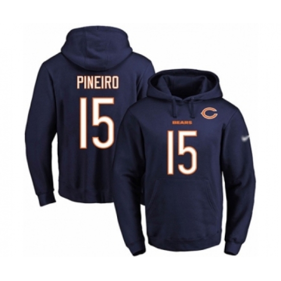 Football Men's Chicago Bears #15 Eddy Pineiro Navy Blue Name & Number Pullover Hoodie - Jersey