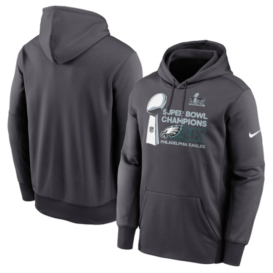 Men's Philadelphia Eagles Anthracite Super Bowl LIX Champions Locker Room Trophy Collection Fleece Pullover Hoodie - Jersey