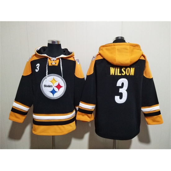 Men's Pittsburgh Steelers #3 Russell Wilson Black Ageless Must-Have Lace-Up Pullover Hoodie - Jersey