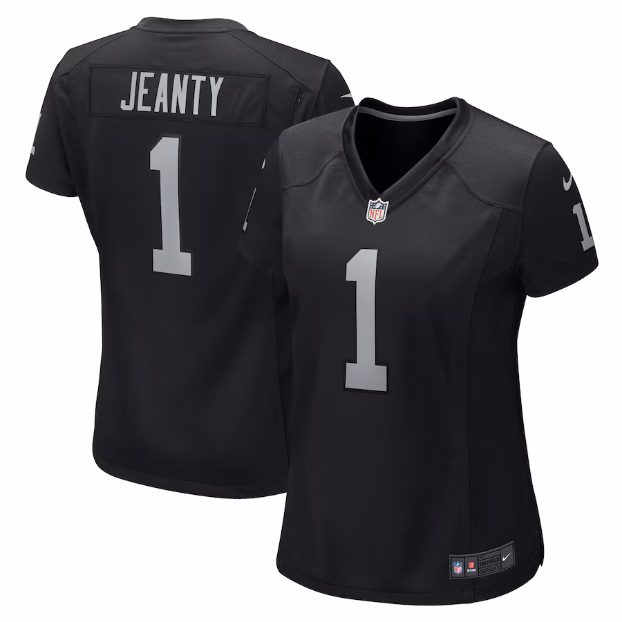 Women's Las Vegas Raiders Ashton Jeanty Nike Black 2025 NFL Draft First Round Pick Team Game Jersey - Jersey
