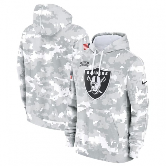 Men's Las Vegas Raiders 2024 Arctic Camo Salute To Service Club Fleece Pullover Hoodie - Jersey