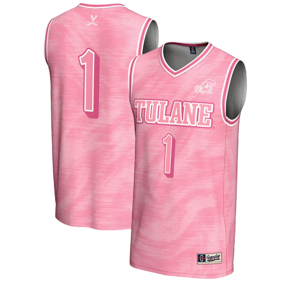 Youth GameDay Greats #1 Pink Tulane Green Wave Lightweight Basketball Jersey - Jersey