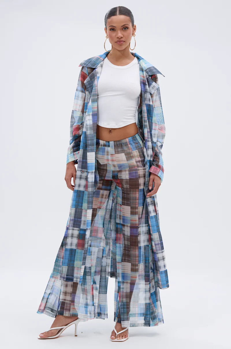LIVING THE LIFE PLAID MESH TRENCH - Akira Wear