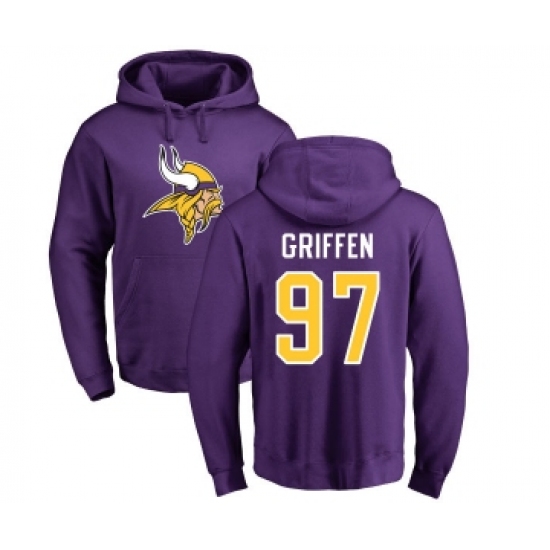 Football Minnesota Vikings #97 Everson Griffen Purple Name & Number Logo Pullover Hoodie - Jersey