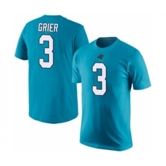Football Men's Carolina Panthers #3 Will Grier Blue Rush Pride Name & Number T-Shirt - Jersey
