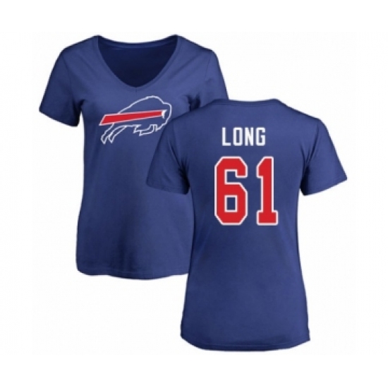 Football Women's Buffalo Bills #61 Spencer Long Royal Blue Name & Number Logo T-Shirt - Jersey