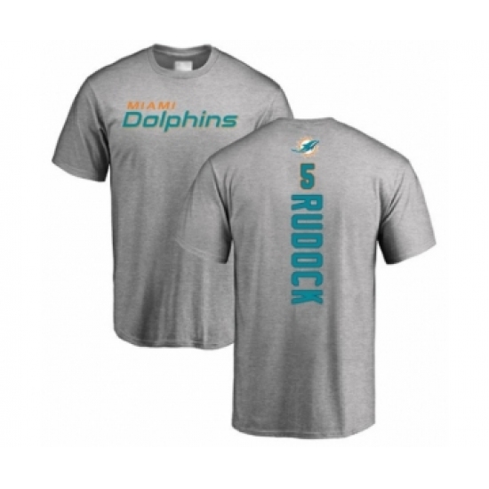Football Miami Dolphins #5 Jake Rudock Ash Backer T-Shirt - Jersey