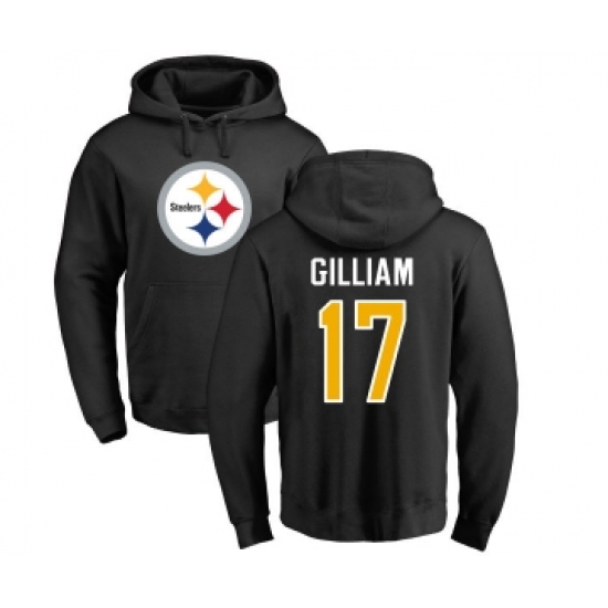 Football Pittsburgh Steelers #17 Joe Gilliam Black Name & Number Logo Pullover Hoodie - Jersey
