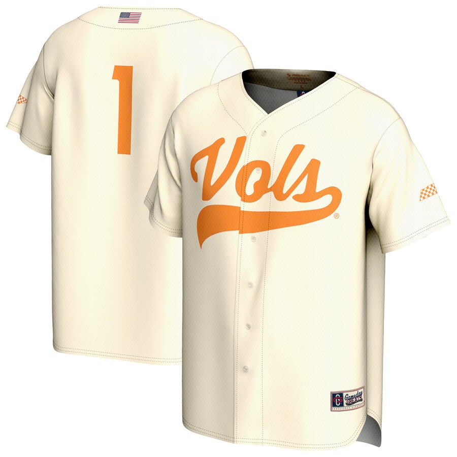 Unisex GameDay Greats #1 Cream Tennessee Volunteers Lightweight Baseball Fashion Jersey - Jersey