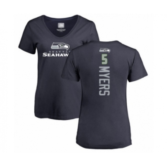 Football Women's Seattle Seahawks #5 Jason Myers Navy Blue Backer T-Shirt - Jersey