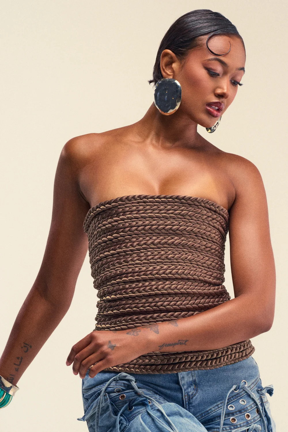 JANE SATIN BRAIDED CORSET - Akira Wear