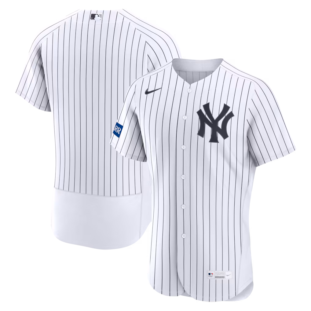 Men's New York Yankees Nike White Home Sponsor Patch Authentic Jersey - Jersey