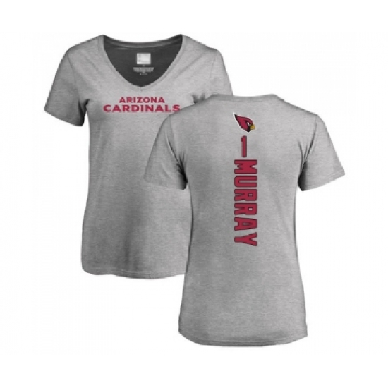 Football Women's Arizona Cardinals #1 Kyler Murray Ash Backer V-Neck T-Shirt - Jersey