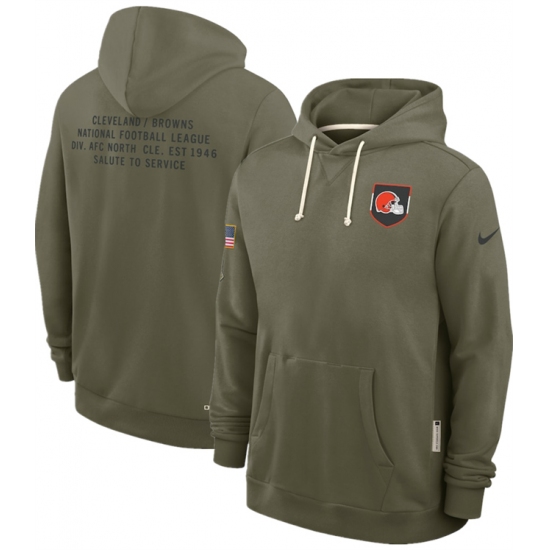 Men's Cleveland Browns Olive 2025 Salute to Service Pullover Hoodie - Jersey