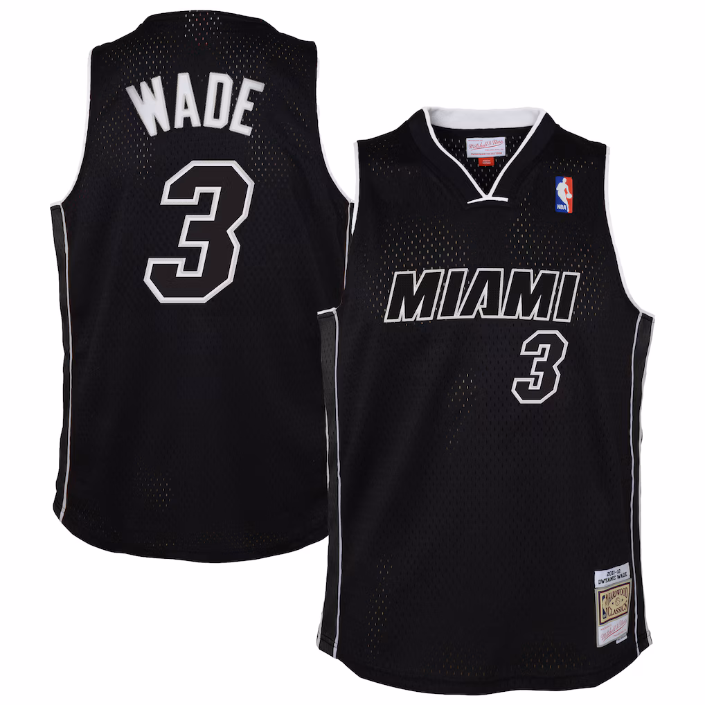 Youth Miami Heat Dwyane Wade Mitchell & Ness Black 2011/12 Hardwood Classics Swingman Alternate Jersey - Jersey