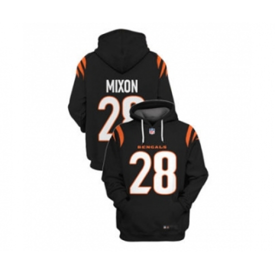 Men's Cincinnati Bengals #28 Joe Mixon 2021 Black Pullover Football Hoodie - Jersey