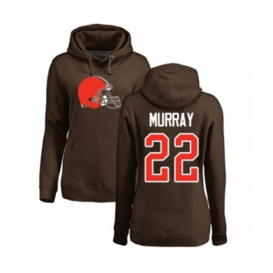Football Women's Cleveland Browns #22 Eric Murray Brown Name & Number Logo Pullover Hoodie - Jersey