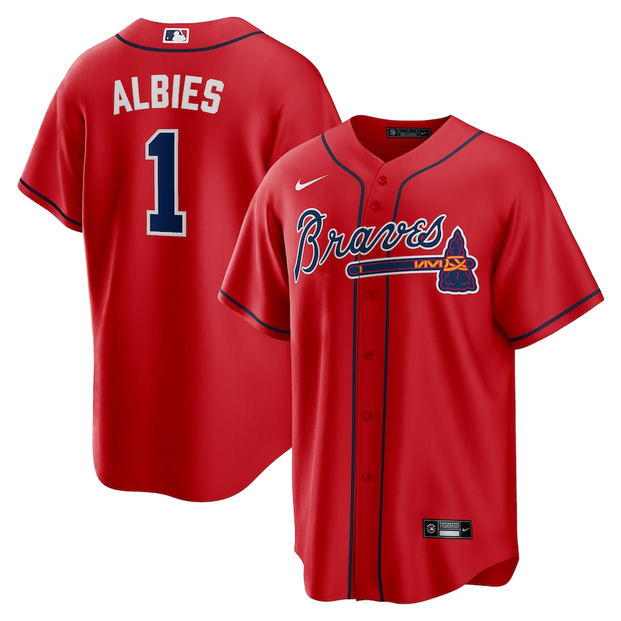 Men's Atlanta Braves Ozzie Albies Nike Red Alternate 2 Replica Jersey - Jersey