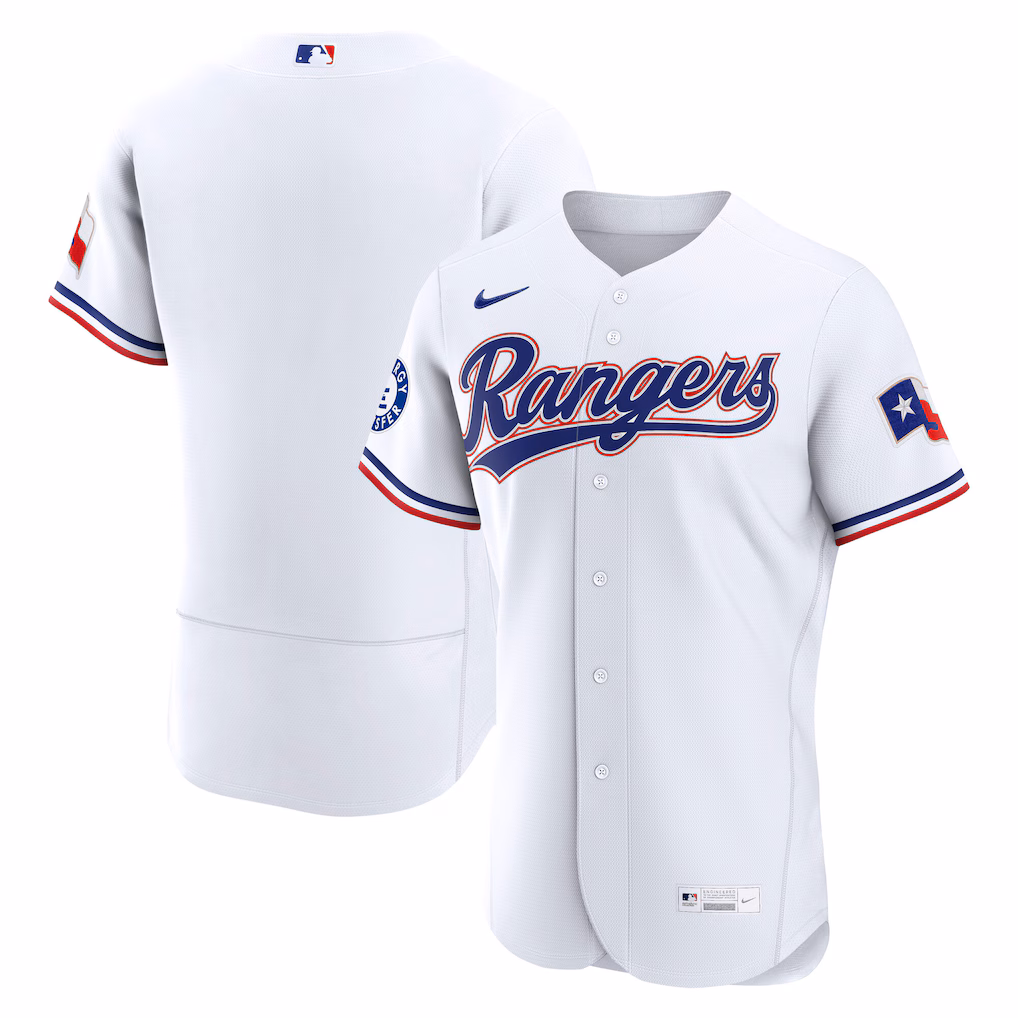 Men's Texas Rangers Nike White Home Sponsor Patch Authentic Jersey - Jersey