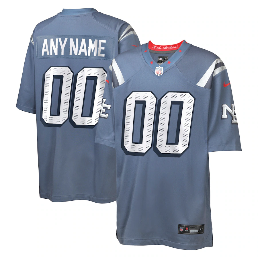 Youth New England Patriots Nike Storm Blue 2025 Rivalries Collection Custom Game Jersey - Jersey