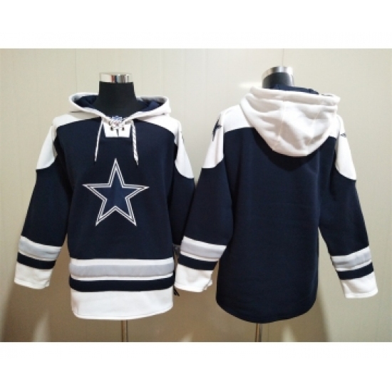 Men's Dallas Cowboys Blank Navy Blue Ageless Must Have Lace Up Pullover Hoodie - Jersey