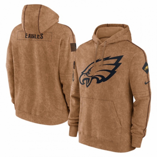 Men's Philadelphia Eagles Nike Brown 2023 Salute To Service Club Pullover Hoodie - Jersey