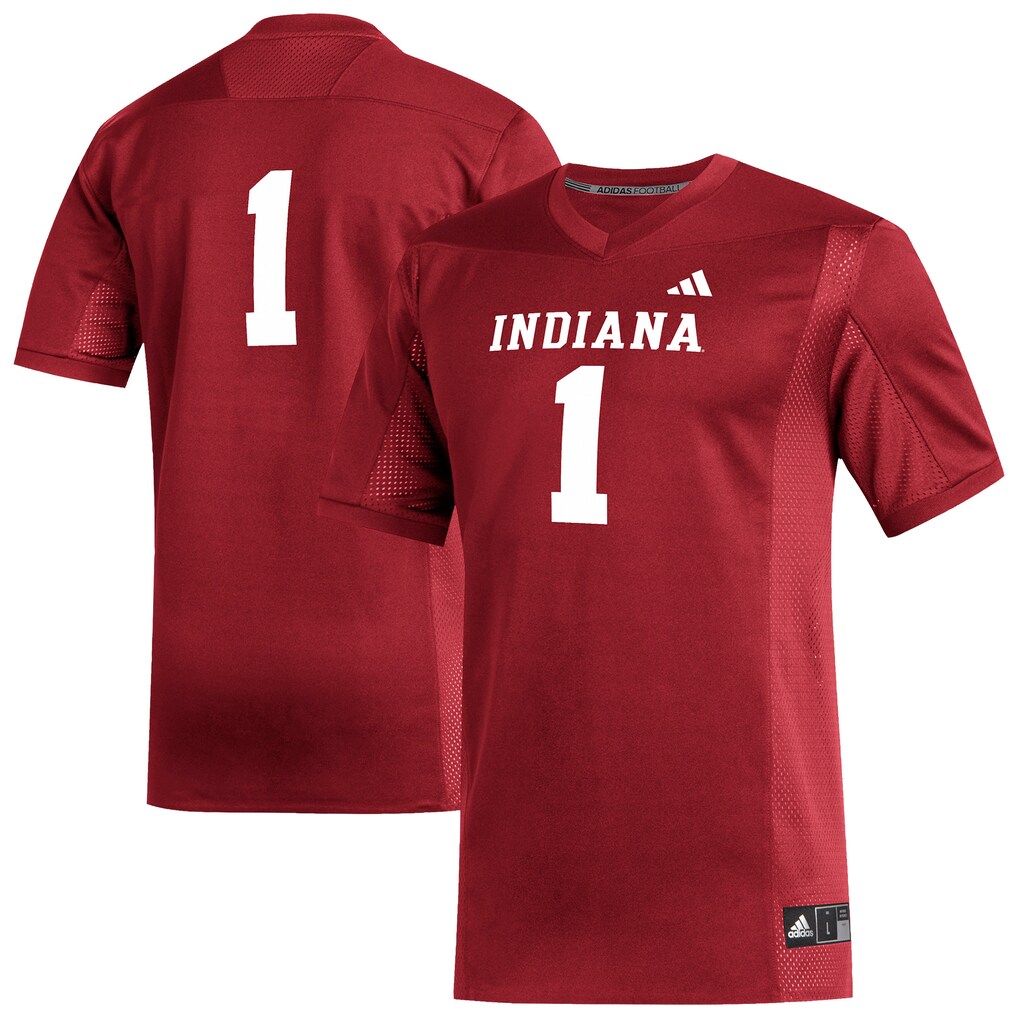 Men's adidas #1 Crimson Indiana Hoosiers Replica Football Jersey - Jersey