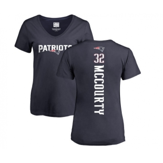Football Women's New England Patriots #32 Devin McCourty Navy Blue Backer T-Shirt - Jersey
