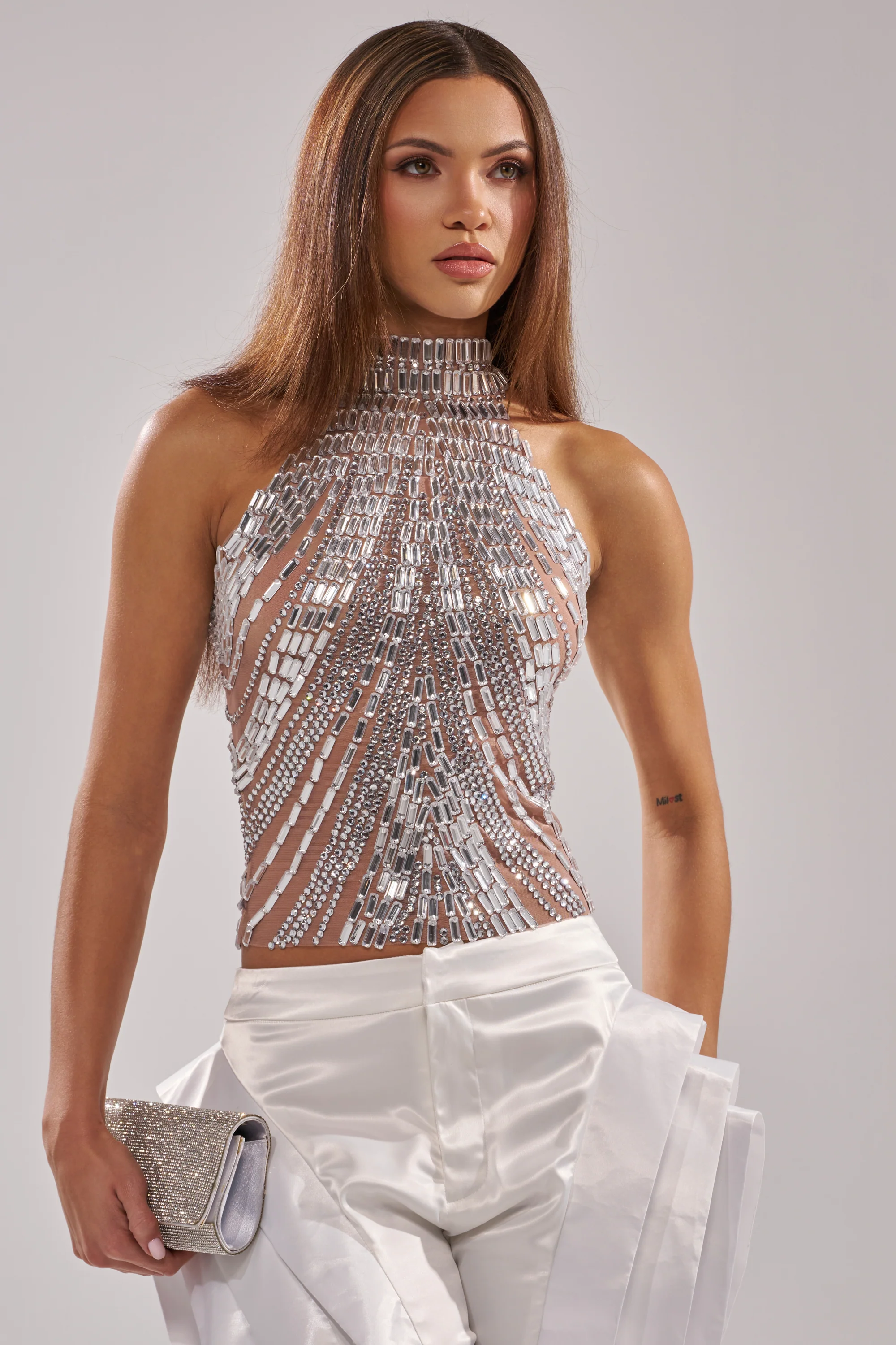 YOU KNOW THE DRILL RHINESTONE BLOUSE - Akira Wear