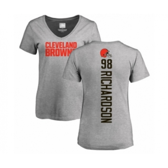 Football Women's Cleveland Browns #98 Sheldon Richardson Ash Backer V-Neck T-Shirt - Jersey