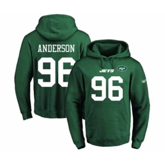 Football Men's New York Jets #96 Henry Anderson Green Name & Number Pullover Hoodie - Jersey