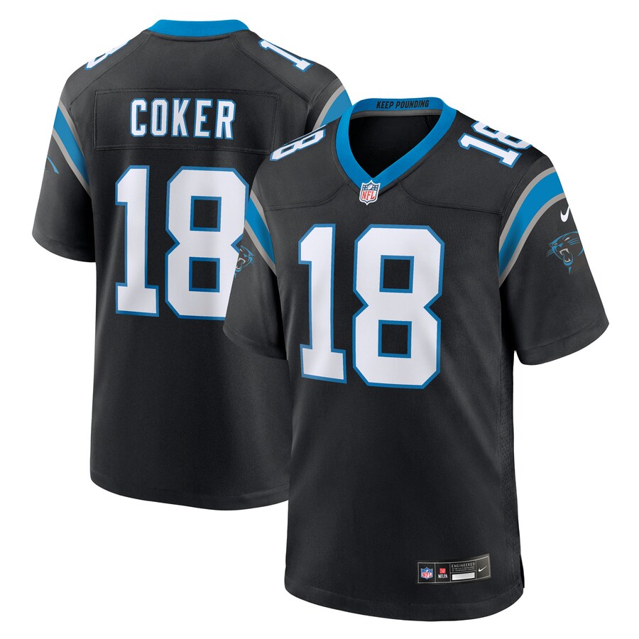 Men's Carolina Panthers Jalen Coker Nike Black Team Game Jersey - Jersey