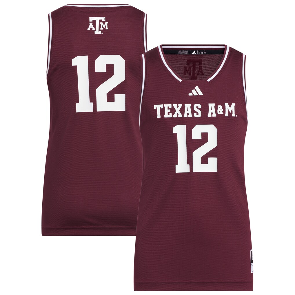 Youth adidas #12 Maroon Texas A&M Aggies Replica Swingman Jersey - Jersey