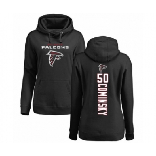 Football Women's Atlanta Falcons #50 John Cominsky Black Backer Pullover Hoodie - Jersey