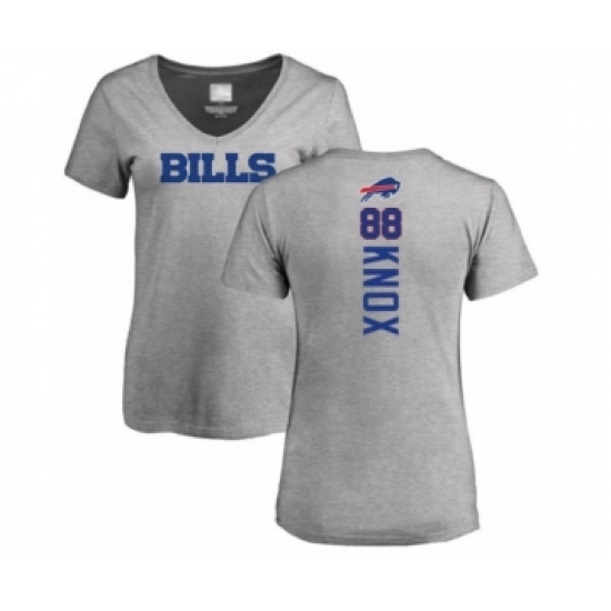 Football Women's Buffalo Bills #88 Dawson Knox Ash Backer V-Neck T-Shirt - Jersey