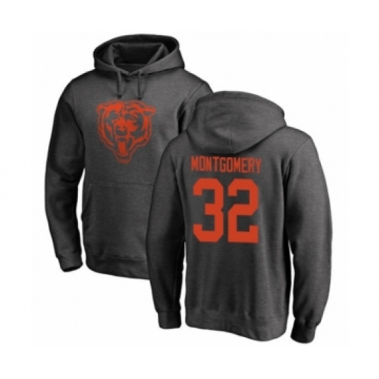 Football Chicago Bears #32 David Montgomery Ash One Color Pullover Hoodie - Jersey