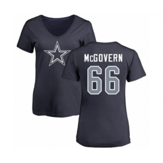 Football Dallas Cowboys #66 Connor McGovern Ash Name & Number Logo T-Shirt - Jersey