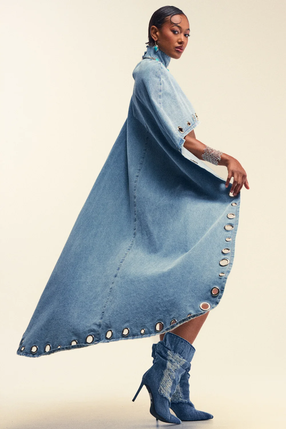 IN YOUR DREAMS DENIM CAPE WITH GROMMETS - Akira Wear