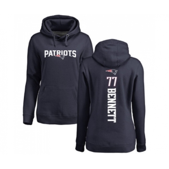 Football Women's New England Patriots #77 Michael Bennett Navy Blue Backer Pullover Hoodie - Jersey