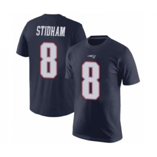 Football New England Patriots #8 Jarrett Stidham Navy Blue Rush Pride Name & Number T-Shirt - Jersey