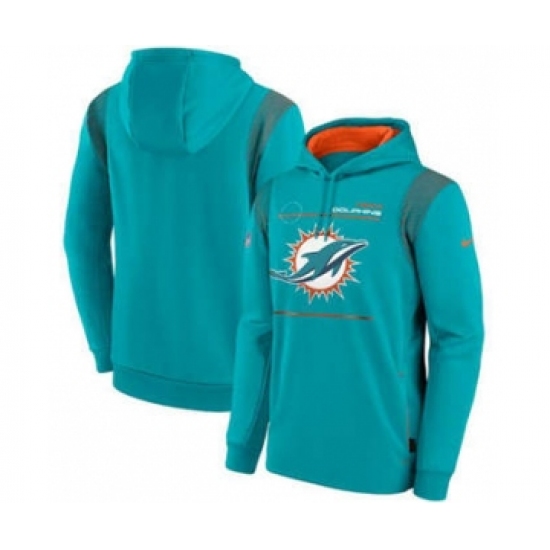 Men's Miami Dolphins 2021 Aqua Sideline Logo Performance Pullover Hoodie - Jersey