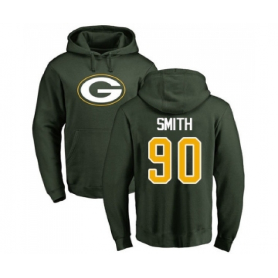 Football Green Bay Packers #90 Za'Darius Smith Green Name & Number Logo Pullover Hoodie - Jersey