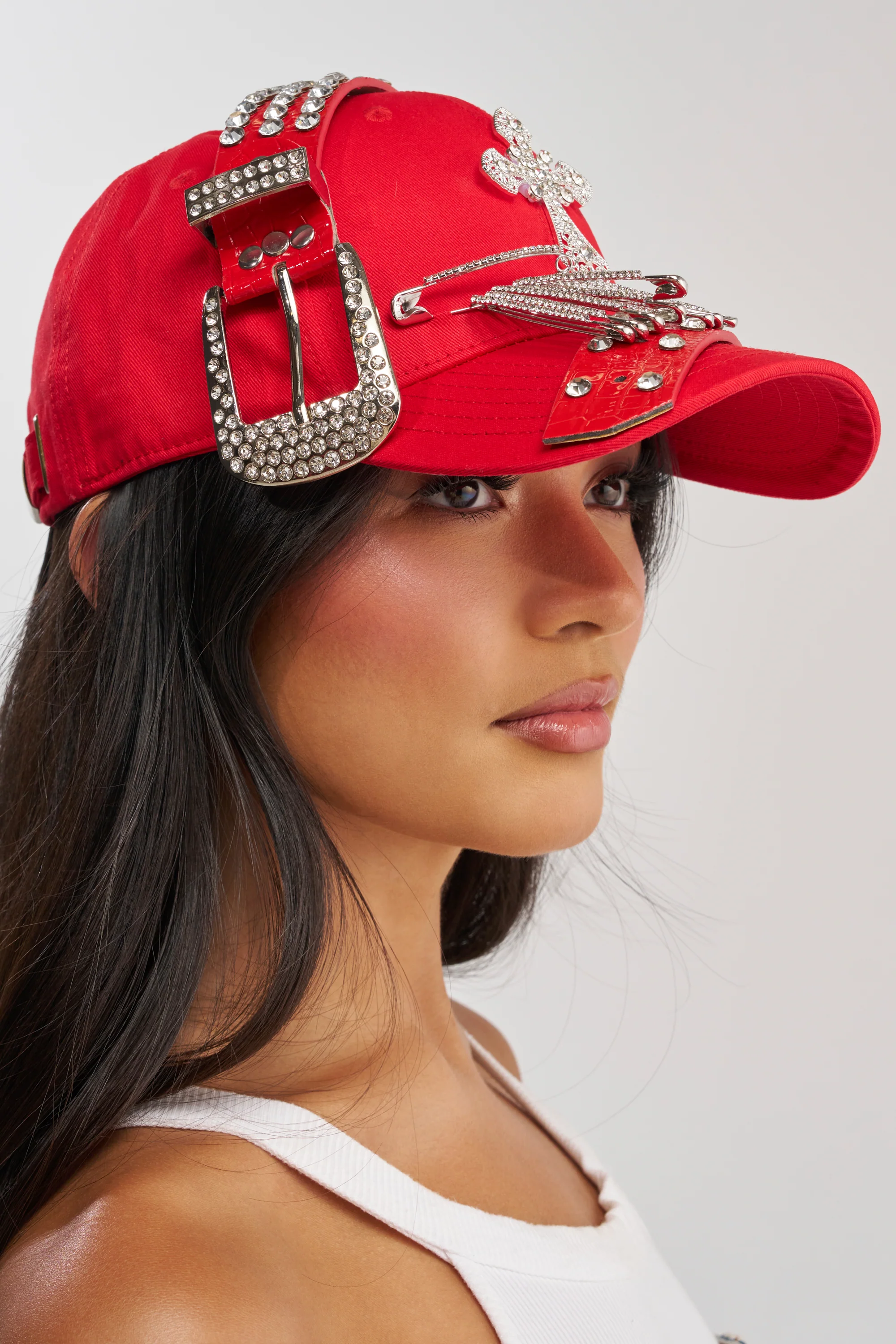 BUCKLE UP EMBELLISHED BASEBALL HAT - Akira Wear